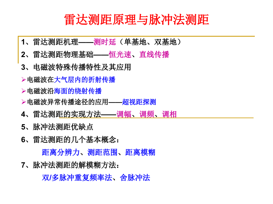 雷达测距原理与脉冲法测距资料.pptx_第1页