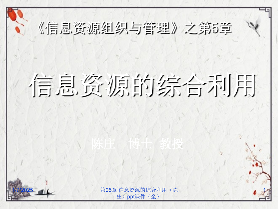 第05章-信息资源的综合利用(陈庄).ppt_第1页