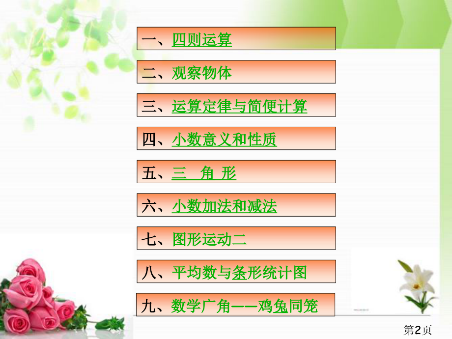 新人教版四年级下册数学期末总复习省名师优质课赛课获奖课件市赛课一等奖课件.ppt_第2页