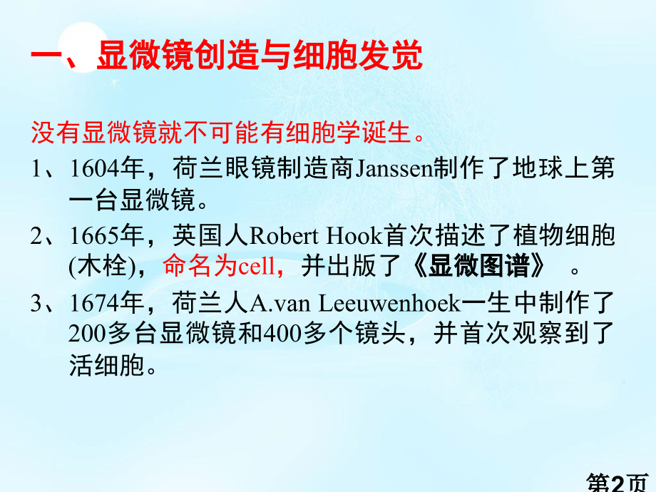 细胞生物学的发展简史省名师优质课赛课获奖课件市赛课一等奖课件.ppt_第2页
