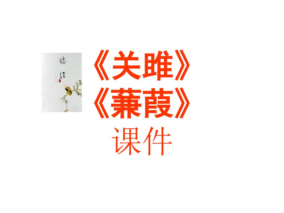 《诗经》两首《关雎》《蒹葭》课件(陈远超-10-20)市公开课获奖课件省名师优质课赛课一等奖课件.ppt_第1页