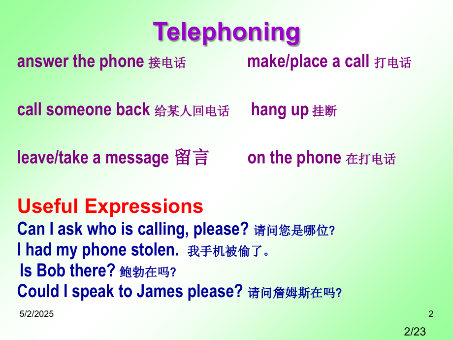 听说课PPTTelephoning省名师优质课赛课获奖课件市赛课百校联赛优质课一等奖课件.ppt_第2页