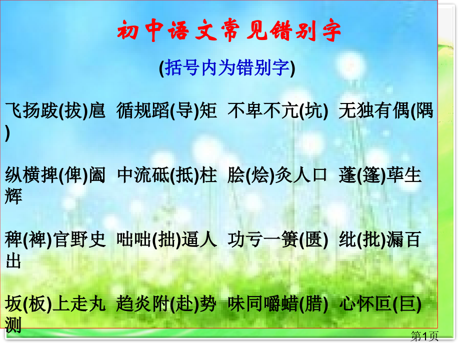 初中语文常见错别字省名师优质课赛课获奖课件市赛课一等奖课件.ppt_第1页