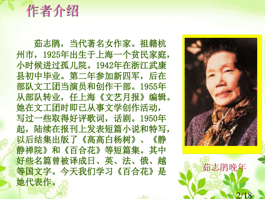 九年级语文下册-第15课《百合花》-宫光喜省名师优质课赛课获奖课件市赛课一等奖课件.ppt_第2页