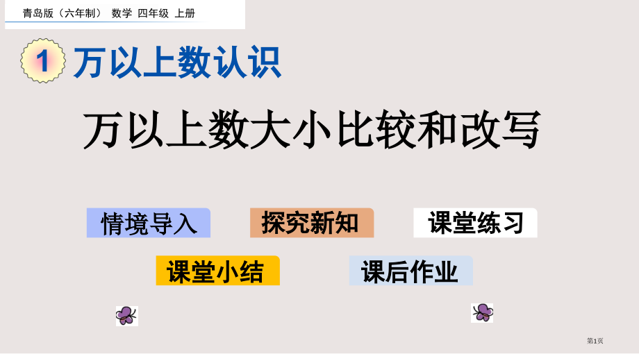 青岛版四年级1.4-万以上数的大小比较和改写市公共课一等奖市赛课金奖课件.pptx_第1页