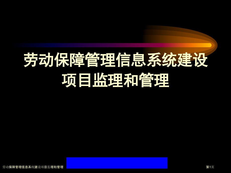 劳动保障管理信息系统建设项目监理和管理.pptx_第1页