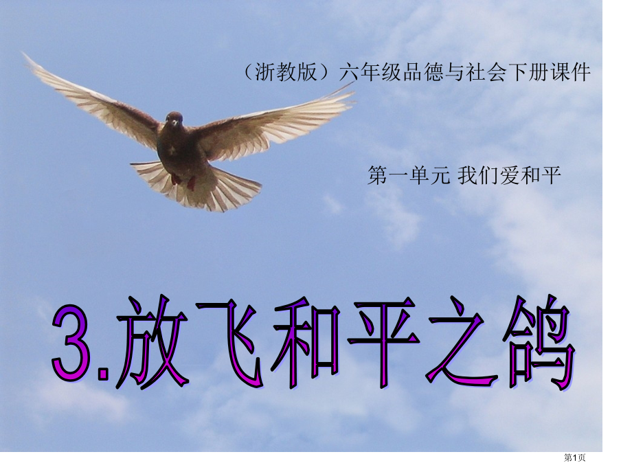 放飞和平之鸽第二课时市名师优质课比赛一等奖市公开课获奖课件.pptx_第1页