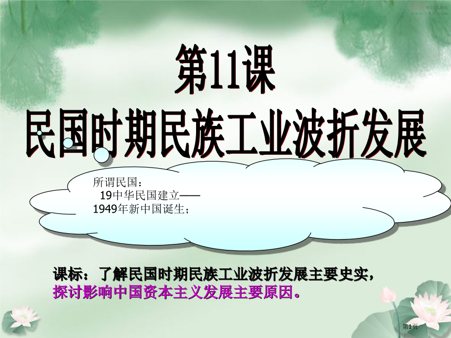 高中历史必修二第二单元第11课民国时期民族工业曲折发展教学市公开课一等奖省优质课赛课一等奖课件.pptx_第1页