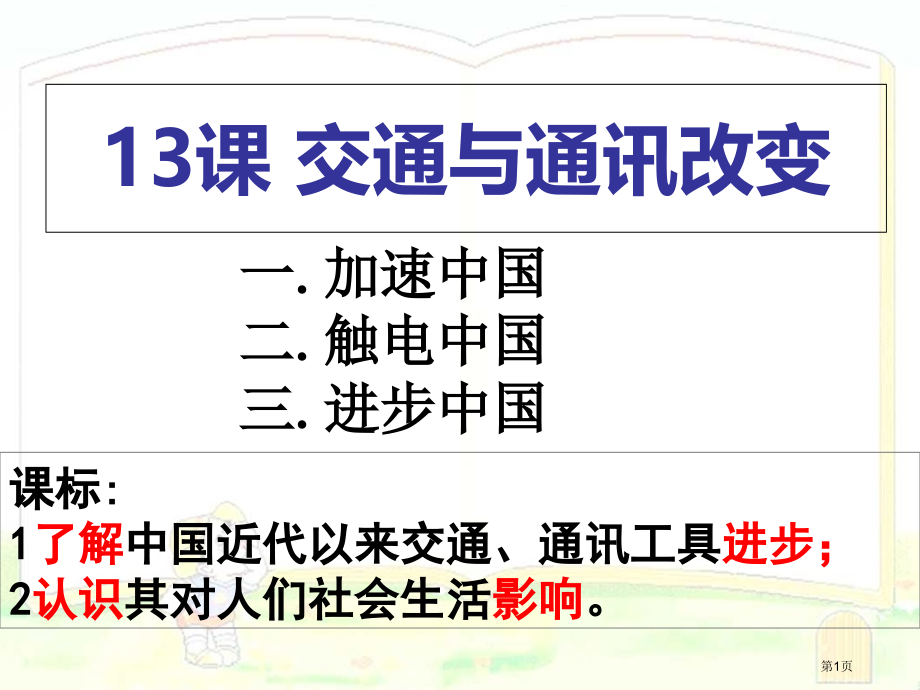 高中历史必修二2.13交通和通讯的变化市公开课一等奖省优质课赛课一等奖课件.pptx_第1页