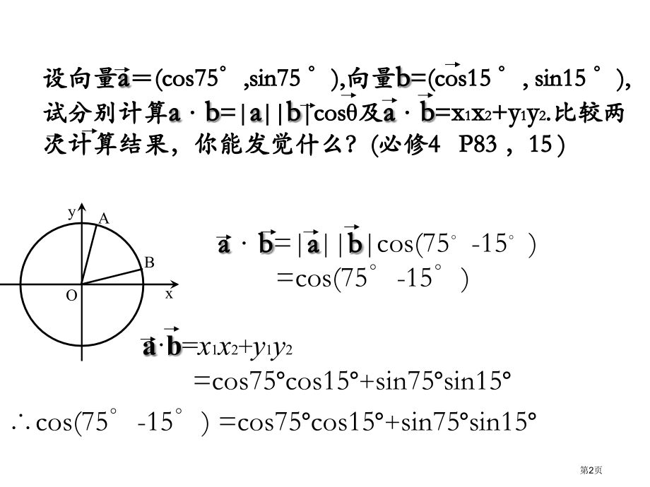 两角和与差的余弦市名师优质课比赛一等奖市公开课获奖课件.pptx_第2页