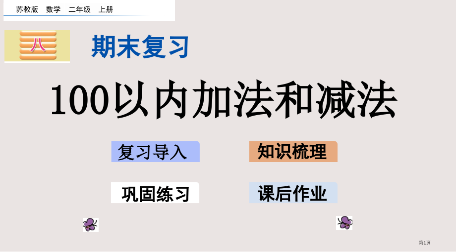 苏教版二年级第8单元期末复习8.1-100以内的加法和减法市公共课一等奖市赛课金奖课件.pptx_第1页