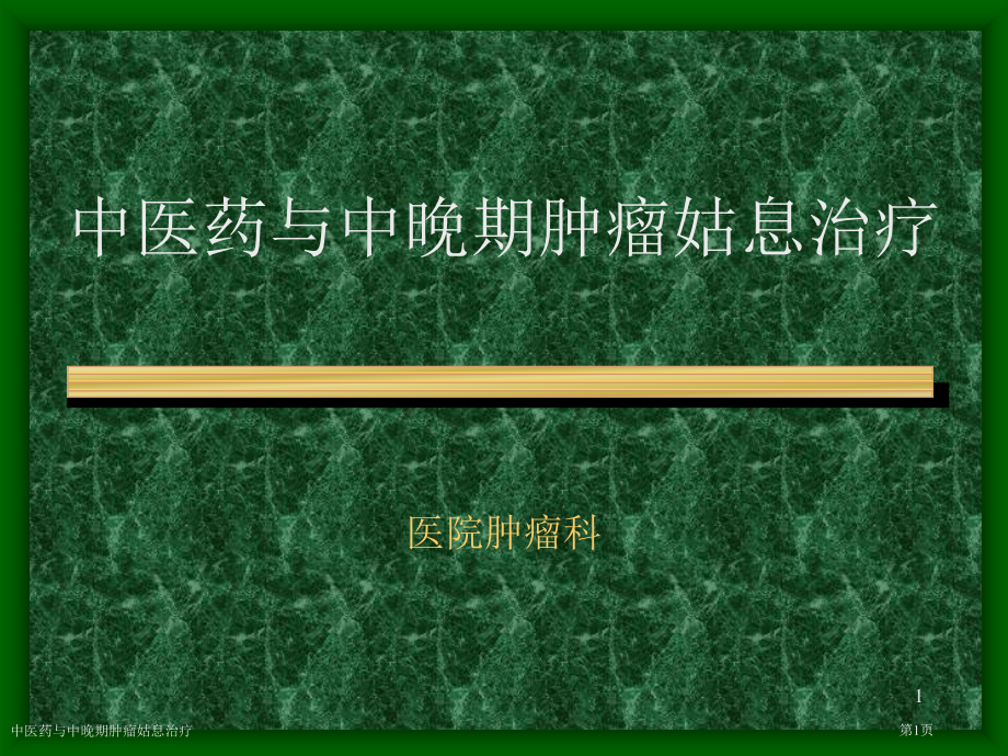 中医药与中晚期肿瘤姑息治疗专家讲座.pptx_第1页