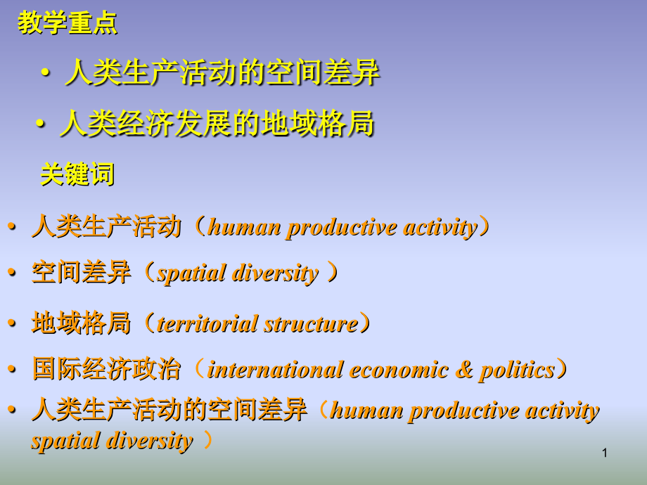 世界经济地理之全球人类活动基本地域格局.pptx_第1页