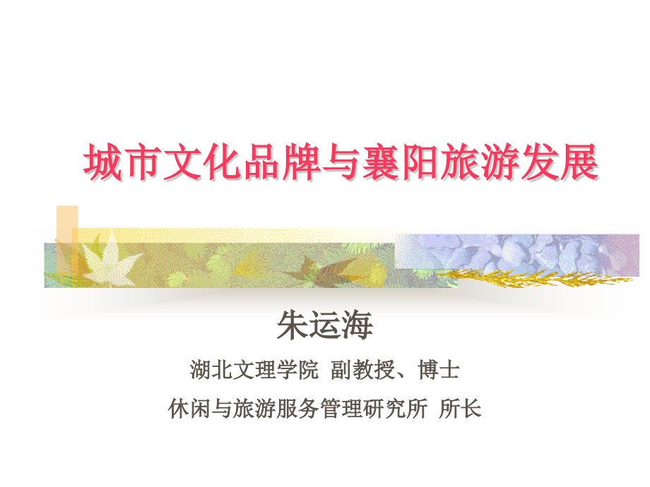 城市文化品牌与襄阳旅游发展资料.pptx_第1页