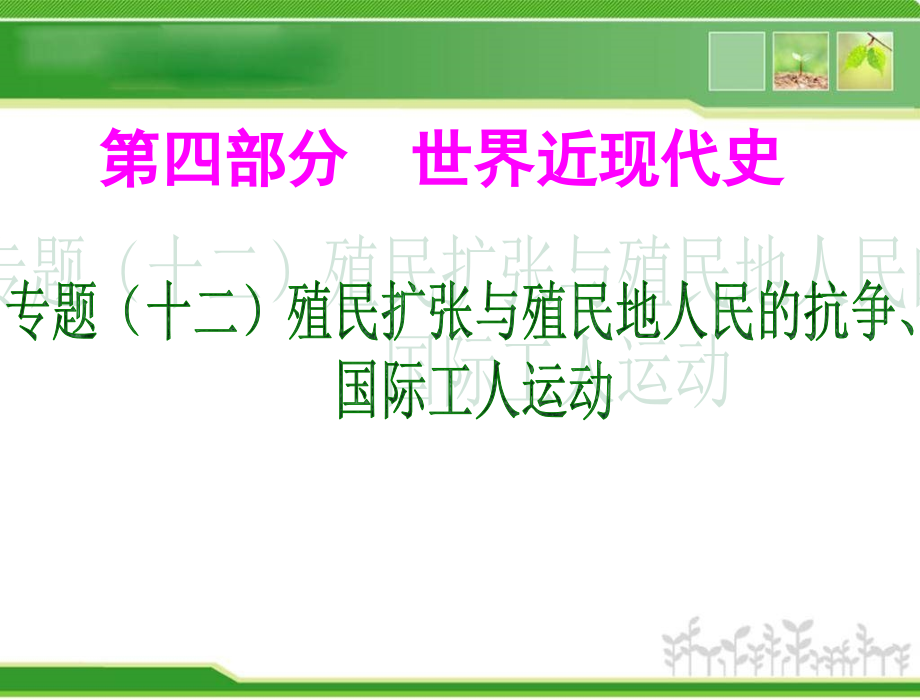 专题十二殖民扩张与殖民地人民的抗争国际共产主义运动.pptx_第1页