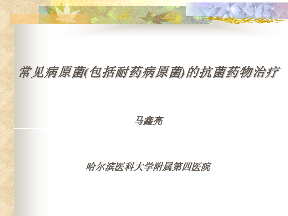 常见病原菌包括耐药病原菌的抗菌药物治疗.pptx_第1页