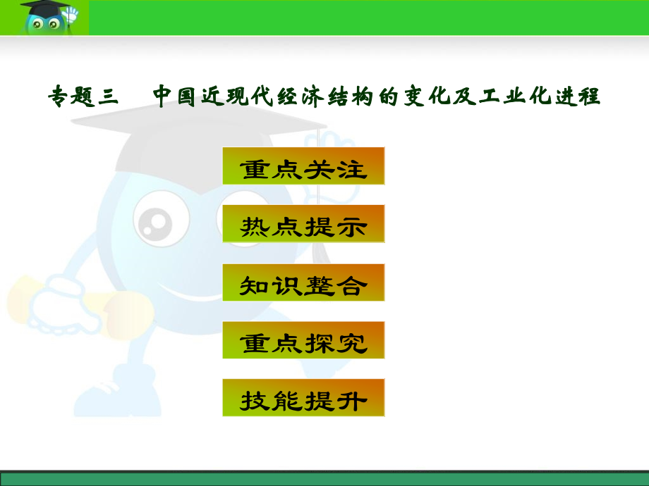 专题三中国近现代经济结构的变化及工业化进程.pptx_第1页