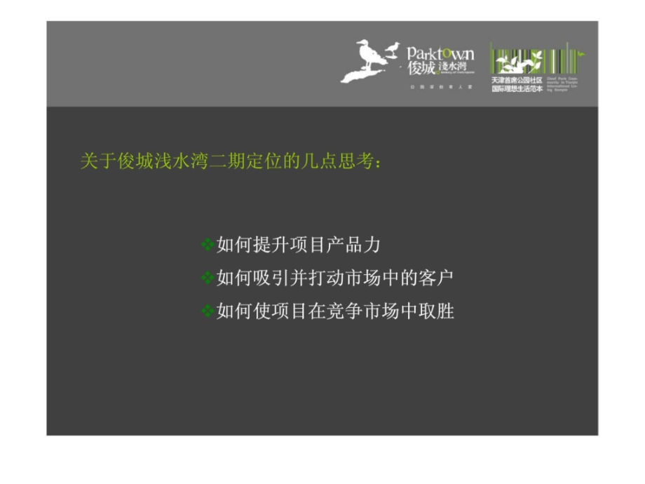 p俊城浅水湾二期项目定位推广建议.pptx_第1页