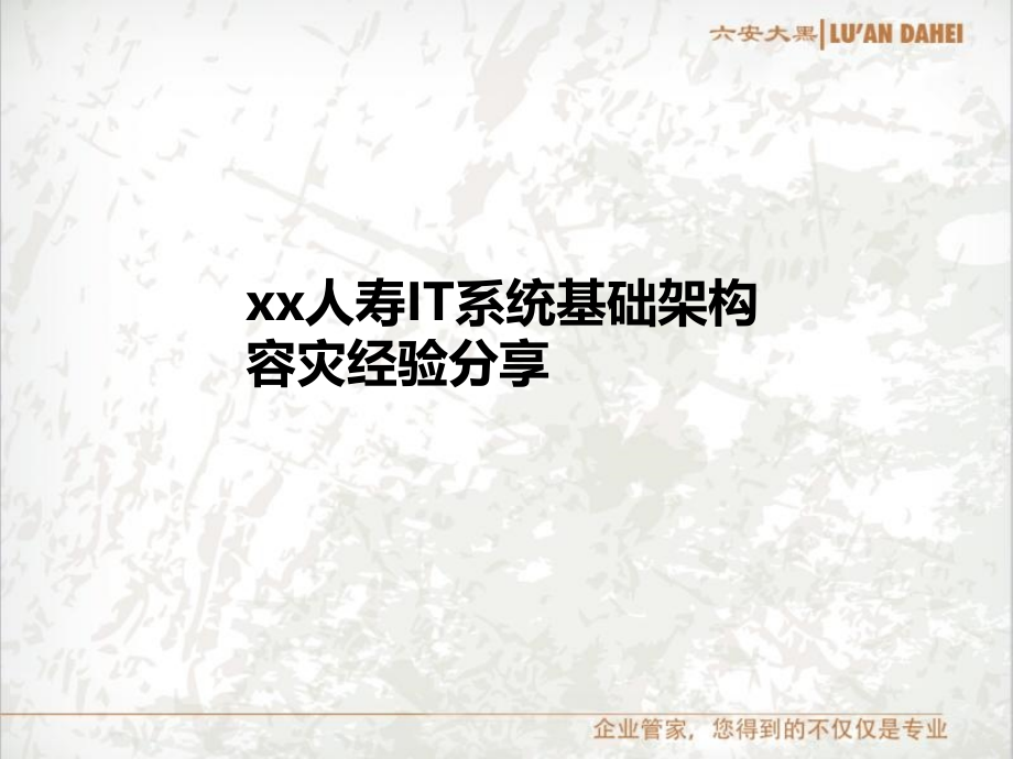 某人寿保险IT系统基础架构容灾经验分享.ppt_第1页