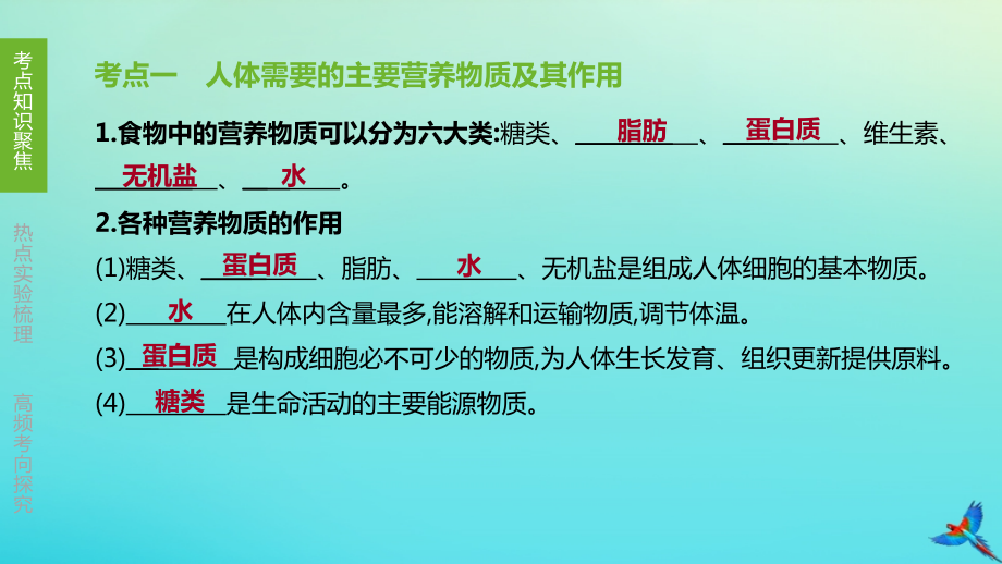 连云港专版2020中考生物复习方案第3单元生物从环境中获取物质和能量第04课时人体的物质和能量来源于食物课件.pptx_第2页