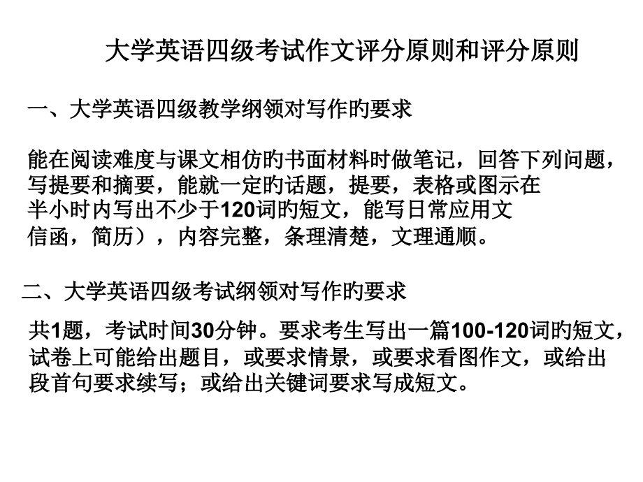 大学英语四级考试作文评分原则和评分标准公开课一等奖市赛课获奖课件.pptx_第1页