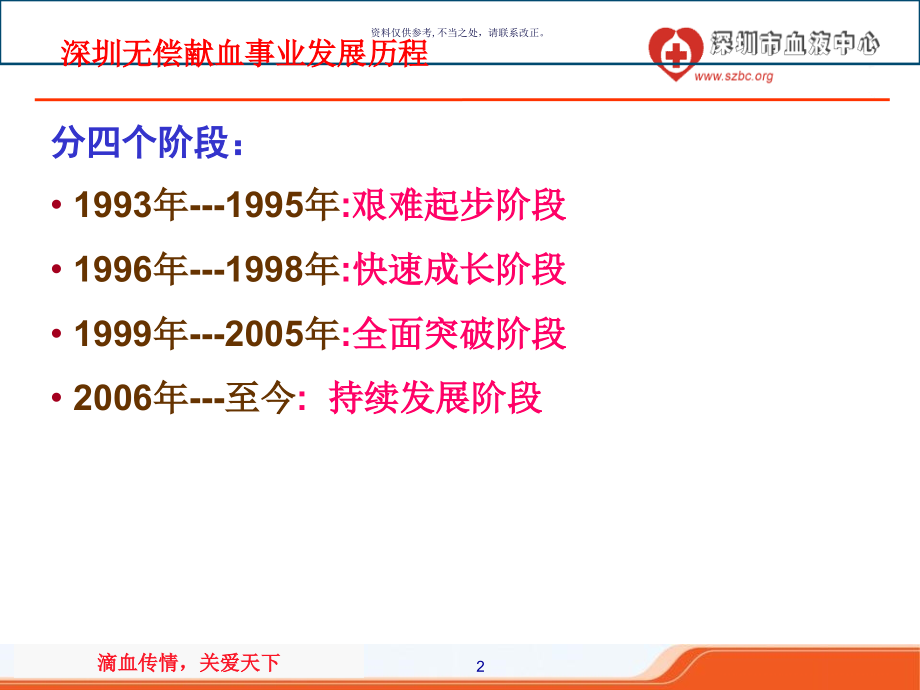 深圳志愿无偿机采血小板捐献者的招募实践和体会.ppt_第2页