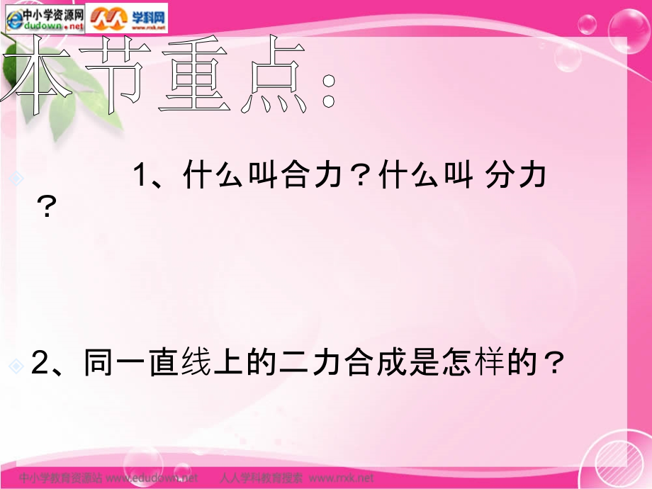 教科版初中物理八下8.1《力的合成》1.ppt_第2页