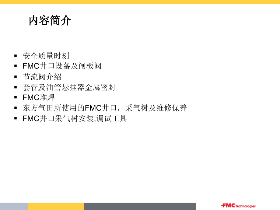 FMC井口采气树采油树技术交流专题培训课件.ppt_第1页