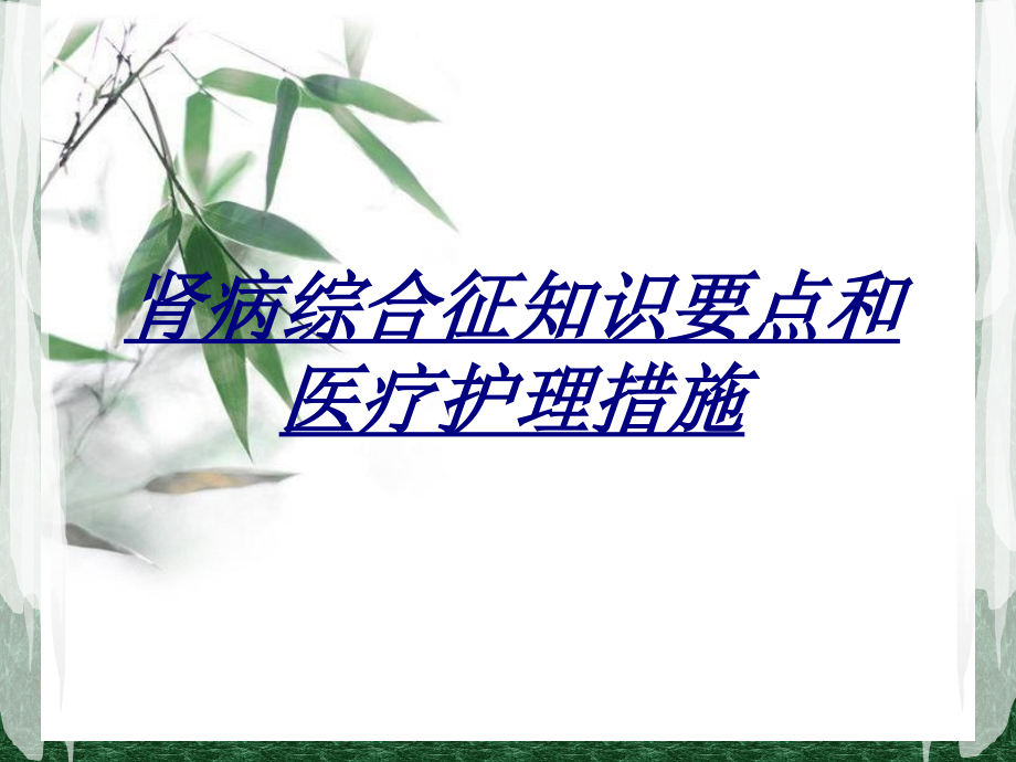 医学肾病综合征知识要点和医疗护理措施.ppt_第1页