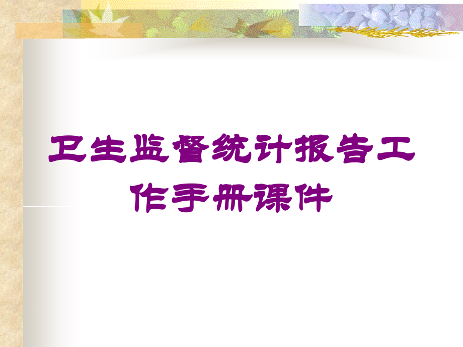 卫生监督统计报告工作手册课件培训课件.ppt_第1页