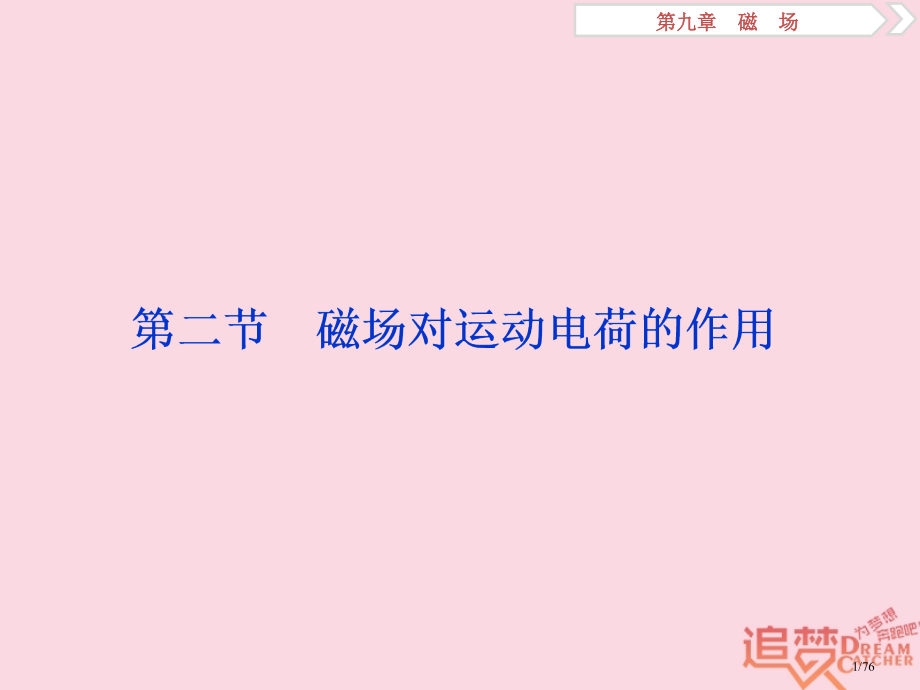高考物理复习第九章磁场第二节磁场对运动电荷的作用市赛课公开课一等奖省名师优质课获奖课件.pptx_第1页