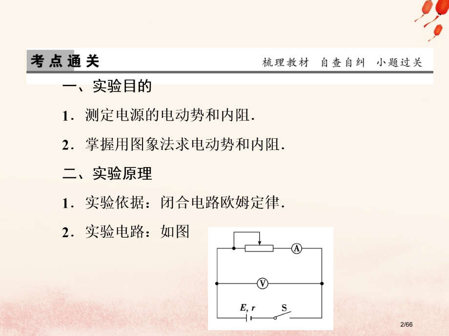 高考物理复习第十三章实验专题第2讲电学实验实验10测定电源的电动势和内阻材料市赛课公开课一等奖省名师.pptx_第2页