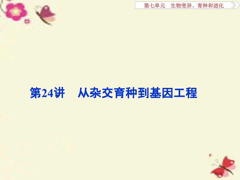 高考生物复习第七单元生物变异育种和进化第24讲从杂交育种到基因工程全国公开课一等奖百校联赛示范课赛课.pptx_第1页