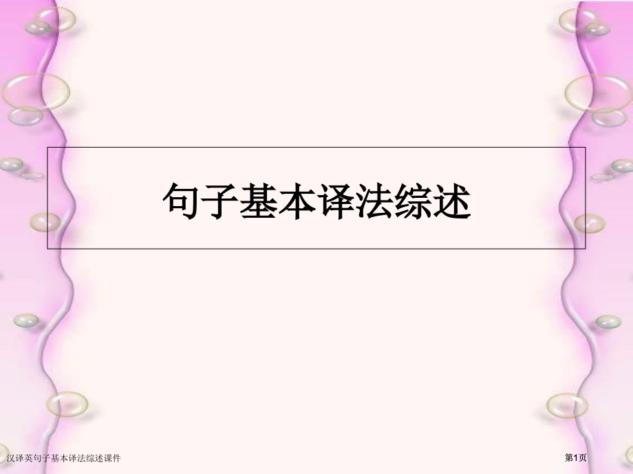 汉译英句子基本译法综述课件市公开课一等奖省赛课微课金奖课件.pptx_第1页