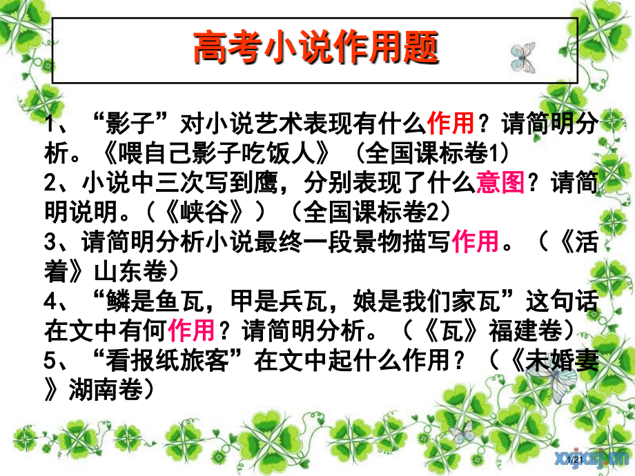 小说中的作用题公开课用省公开课金奖全国赛课一等奖微课获奖课件.pptx_第1页