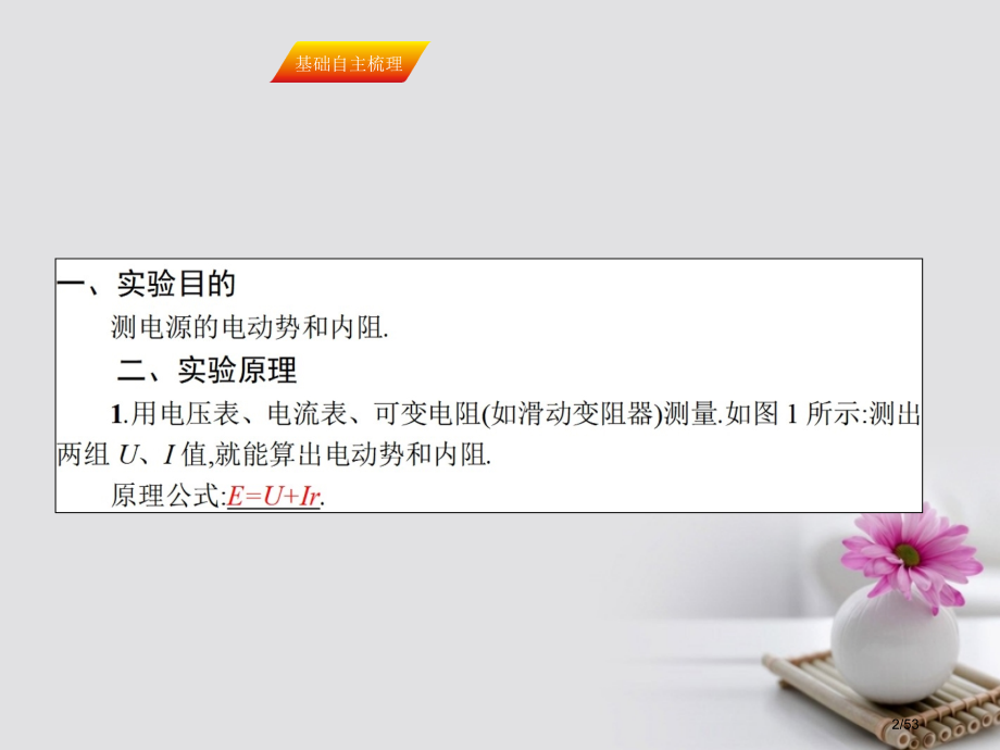 高三物理复习实验九测定电源的电动势和内阻省公开课一等奖新名师优质课获奖课件.pptx_第2页