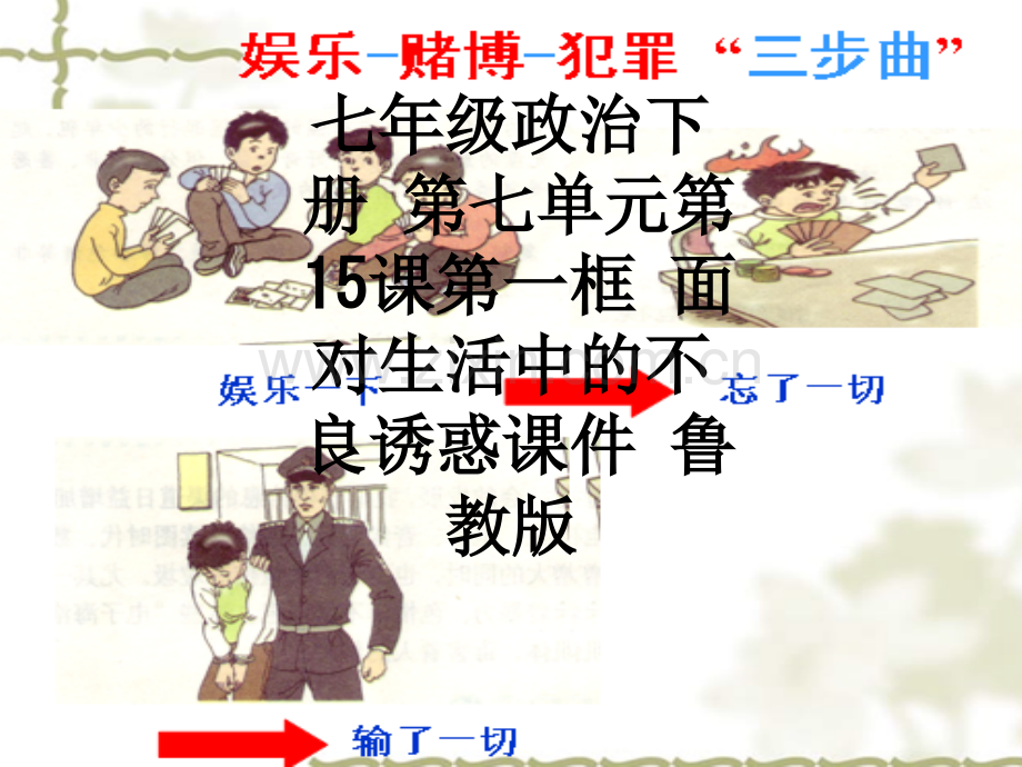 七年级政治下册-第七单元第15课第一框-面对生活中的不良诱惑课件-鲁教版.ppt_第1页