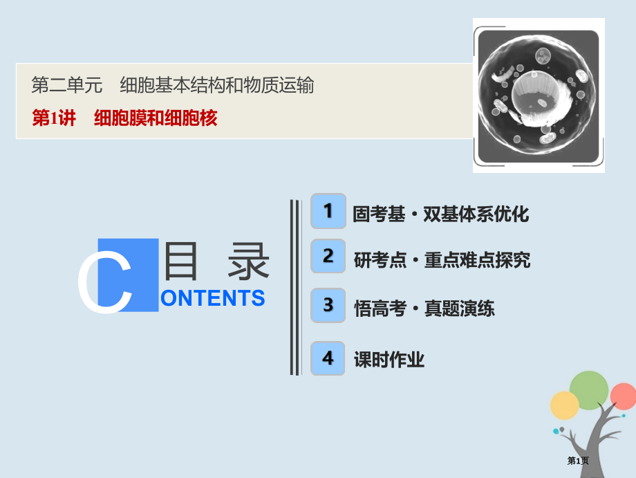 高考生物复习第二单元细胞的基本结构和物质运输第1讲细胞膜和细胞核全国公开课一等奖百校联赛示范课赛课特.pptx_第1页