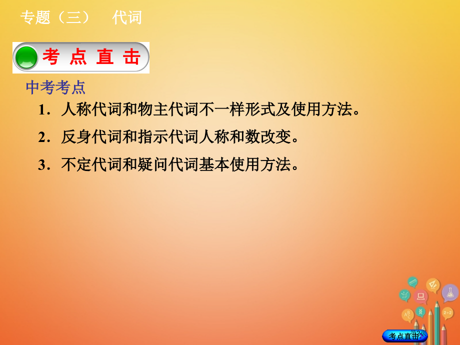 中考英语总复习--语法点击-专题三代词市赛课公开课一等奖省名师优质课获奖PPT课件.pptx_第2页