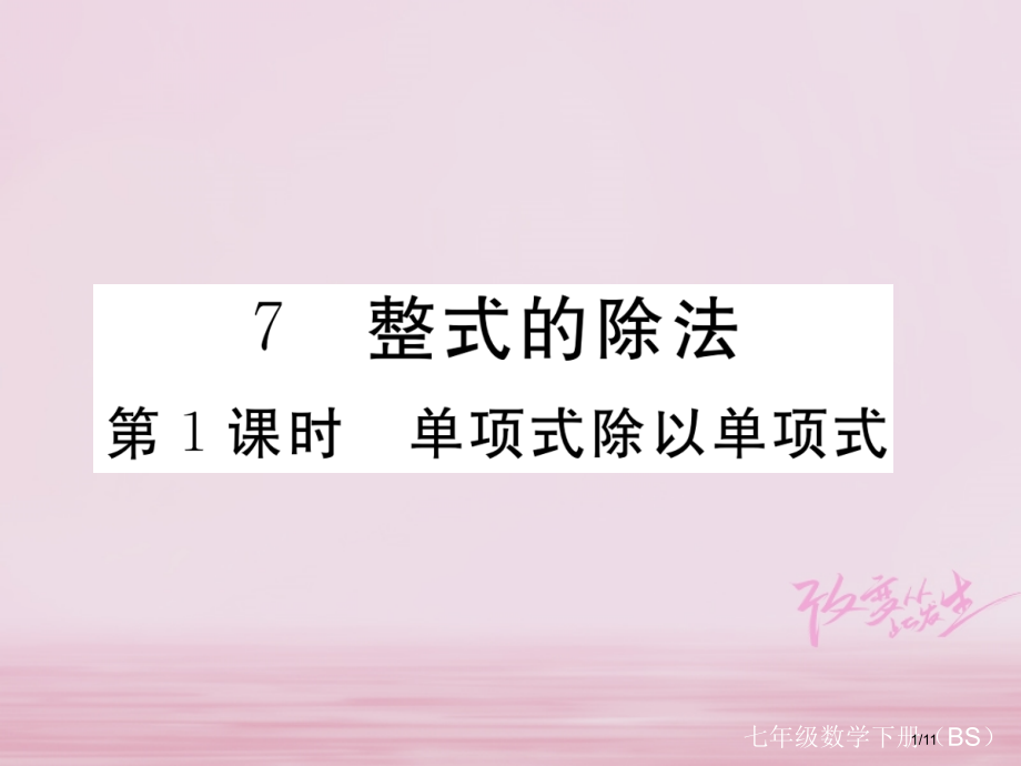 七年级数学下册第一章整式的乘除1.7整式的除法第一课时单项式除以单项式练习全国公开课一等奖百校联赛微.pptx_第1页