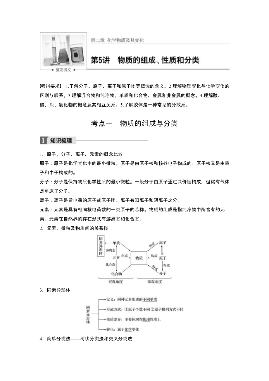 2018年高三复习步步高物质的组成性质和分类知识点及习题.pptx_第1页