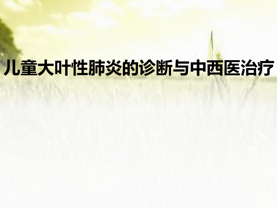 儿童大叶性肺炎的诊断与中西医治疗.ppt_第1页