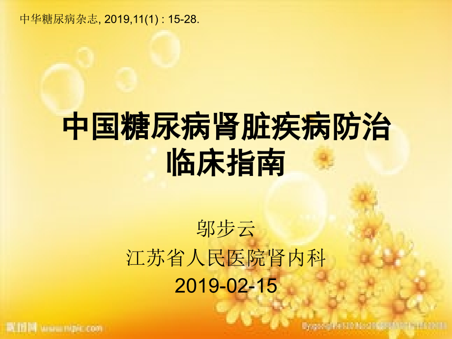 2019中国糖尿病肾脏疾病防治临床指南.ppt_第1页
