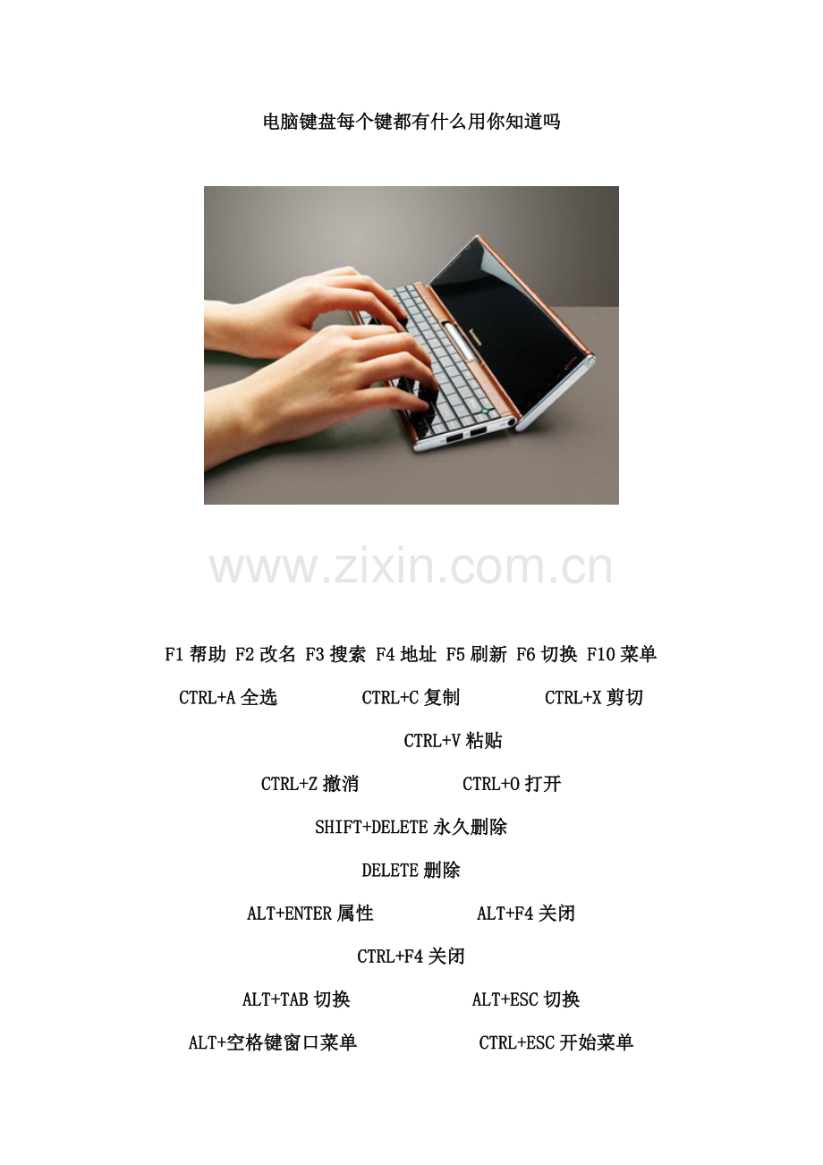 电脑键盘每个键都有什么用你知道吗.doc_第1页