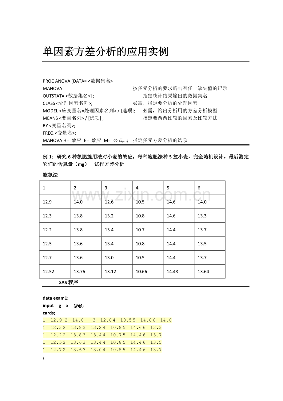 单因素方差分析的应用实例.docx_第1页