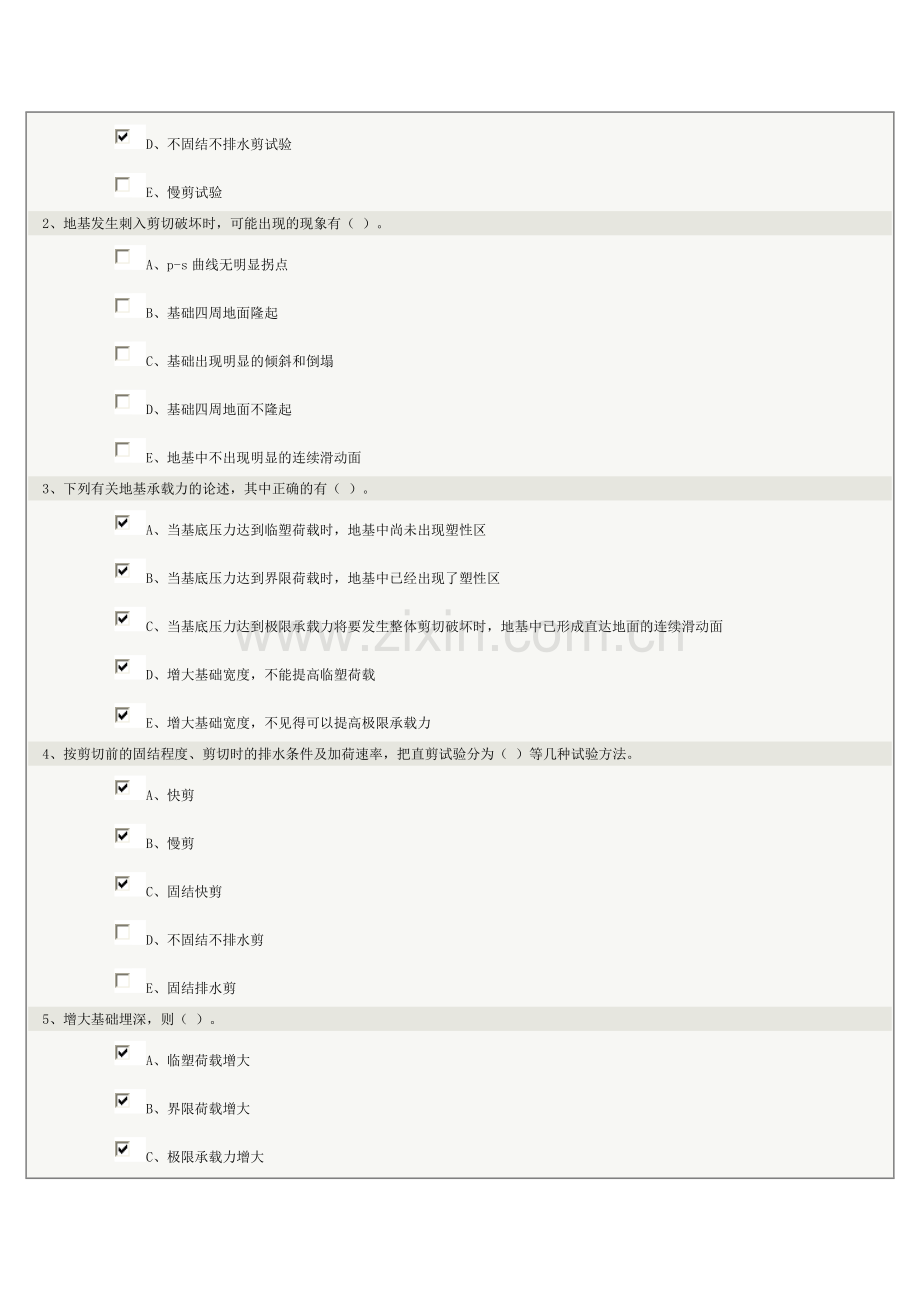 郑州大学远程教育学院《土力学及地基基础》第05章在线测试.docx_第2页