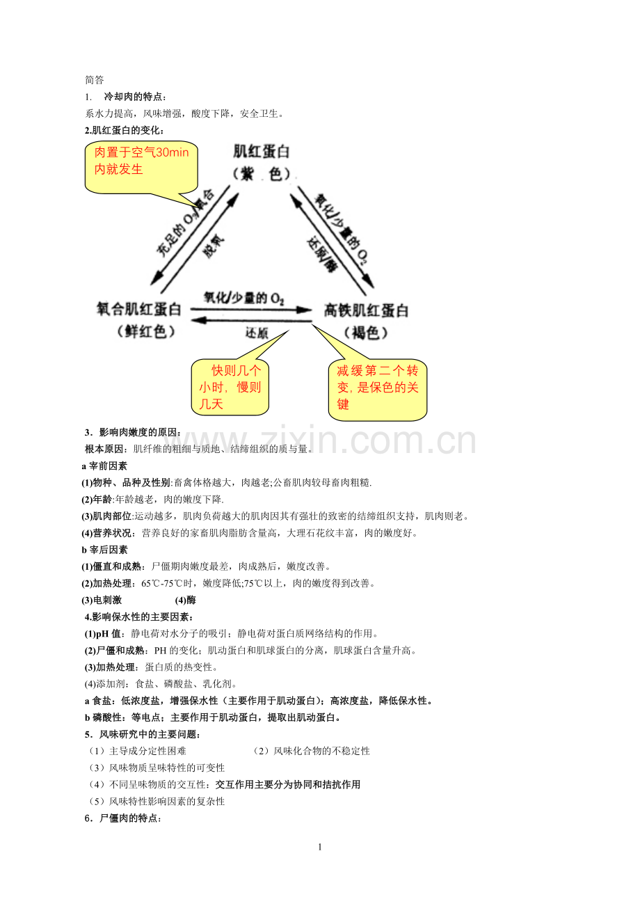 食品科学肉品复习2简答.doc_第1页