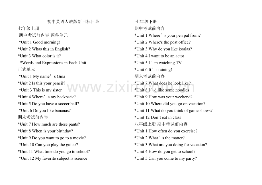 初中英语人教版新目标目录.doc_第1页