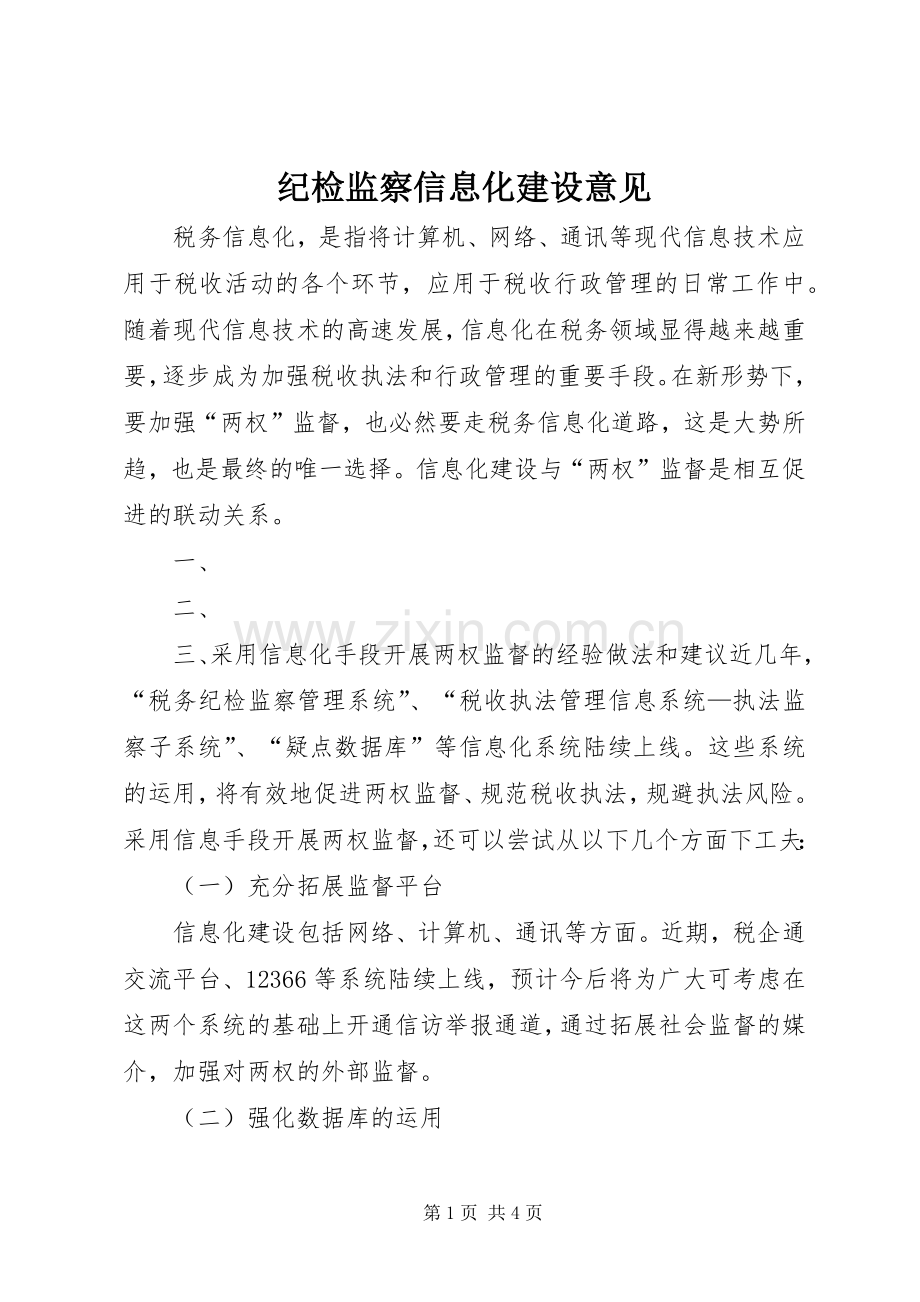 纪检监察信息化建设意见.docx_第1页