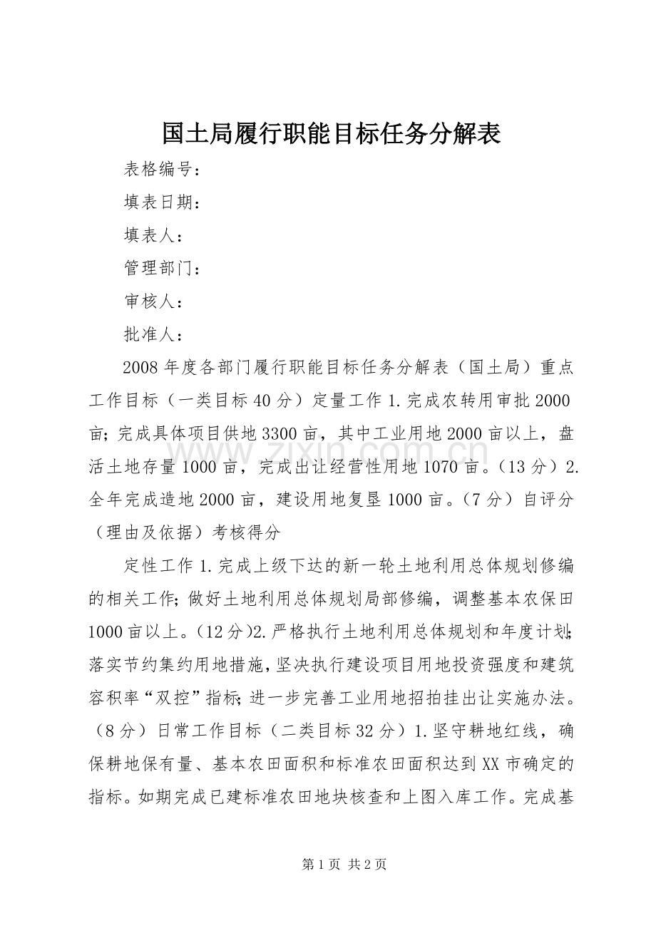 国土局履行职能目标任务分解表.docx_第1页